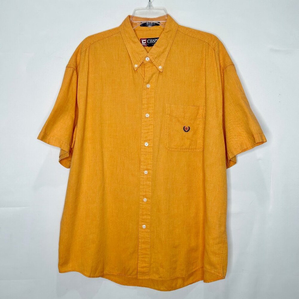 CHAPS Ralph Lauren Men’s Shirt sz XL Orange 100% Cotton Short Sleeves Casual